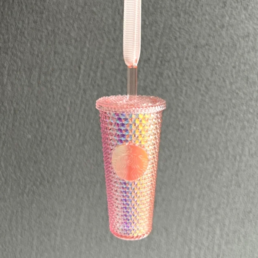 LAST ONE... One Starbucks Coral Pink Studded Keychain ornament